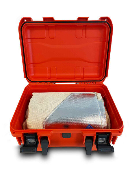 JUTEC 1.8x2m fire containment set incl. fire containment blanket / fite blanket for lithium-ion batteries
