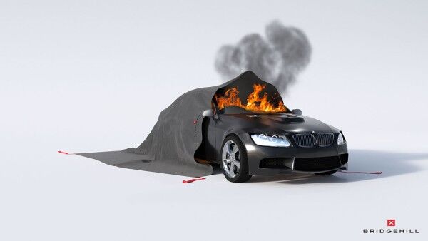 BRIDGEHILL Car Standard Löschdecke / Brandbegrenzungsdecke für Elektrofahrzeuge / E-Autos & Verbrenner